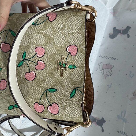 Coach Classic Floral Print Crossbody Bag With Pink Cherry Motif - Picture 4 of 6